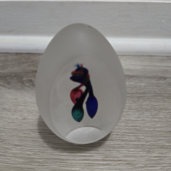 Vintage Artcristal Bohemia Crystal Art Glass Egg Paperweight Frosted Clear - Picture 4 of 9